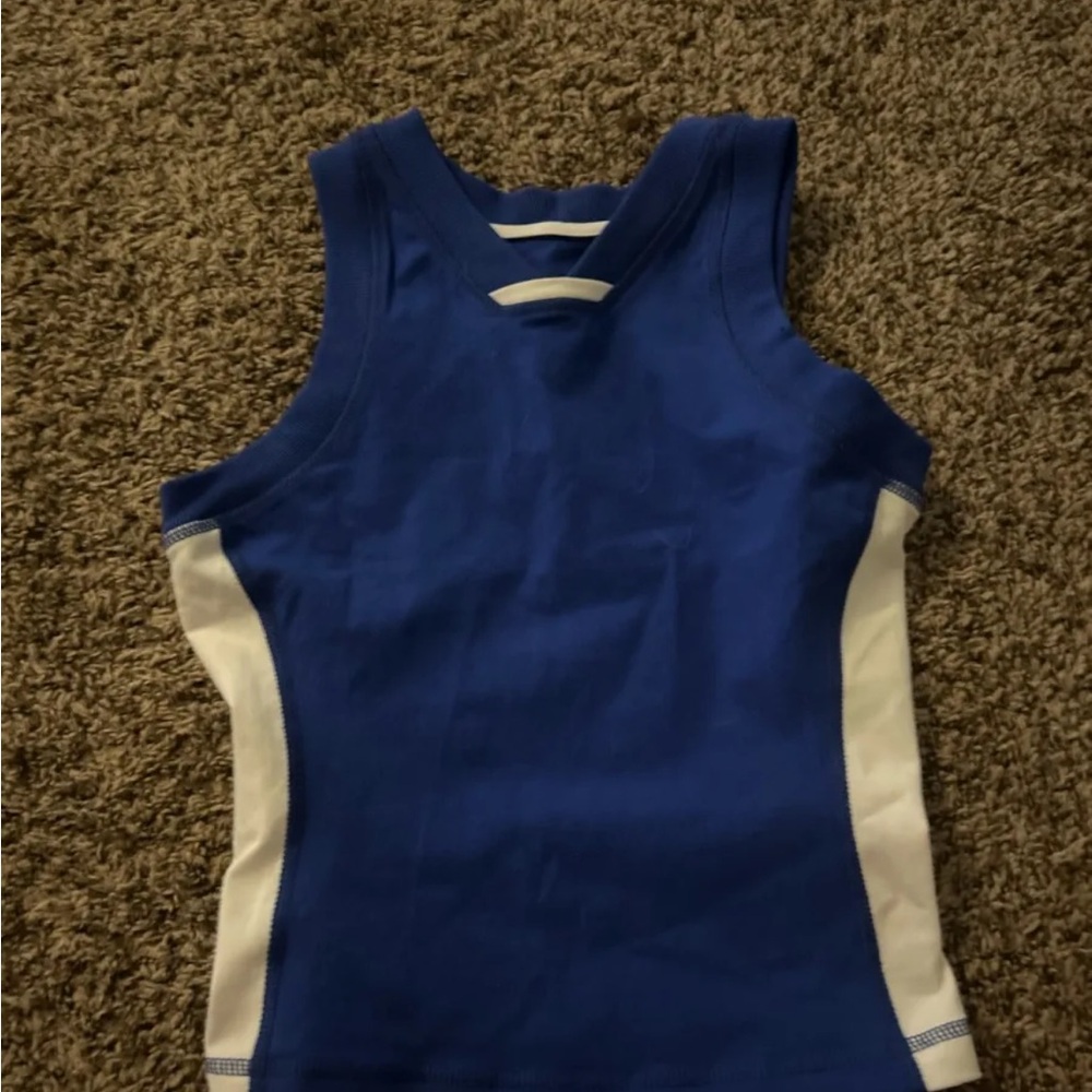 Blue and White Women's Tank Top